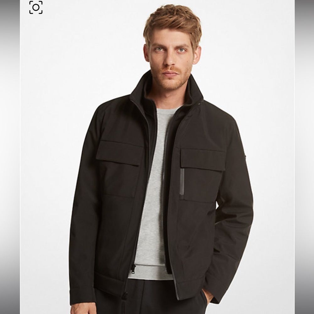 Michael Kors Men's Belgravia Woven Zip-Up Jacket Black Size S